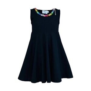 Lola + The Boys Black Sleeveless Dress with Rainbow Gemneck
